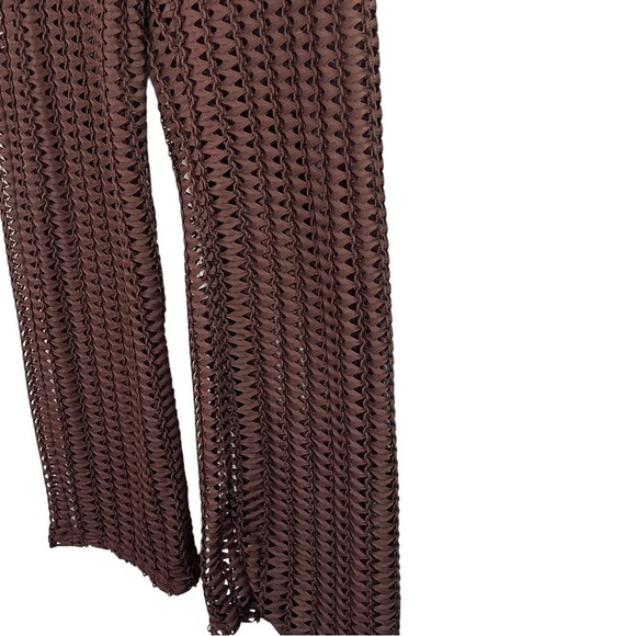 Zara Trafaluc Collection Open Weave Elastic Waist Pull on Pants Brown Size M - Picture 2 of 9